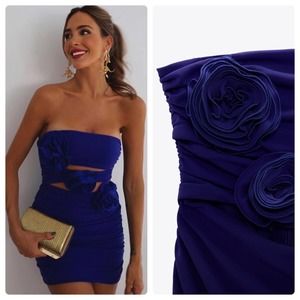 Zara Blue Violet Cut Out Floral Mini Dress Size XS NWT NEW